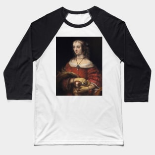 Portrait of a Lady with a Lap Dog by Rembrandt Baseball T-Shirt